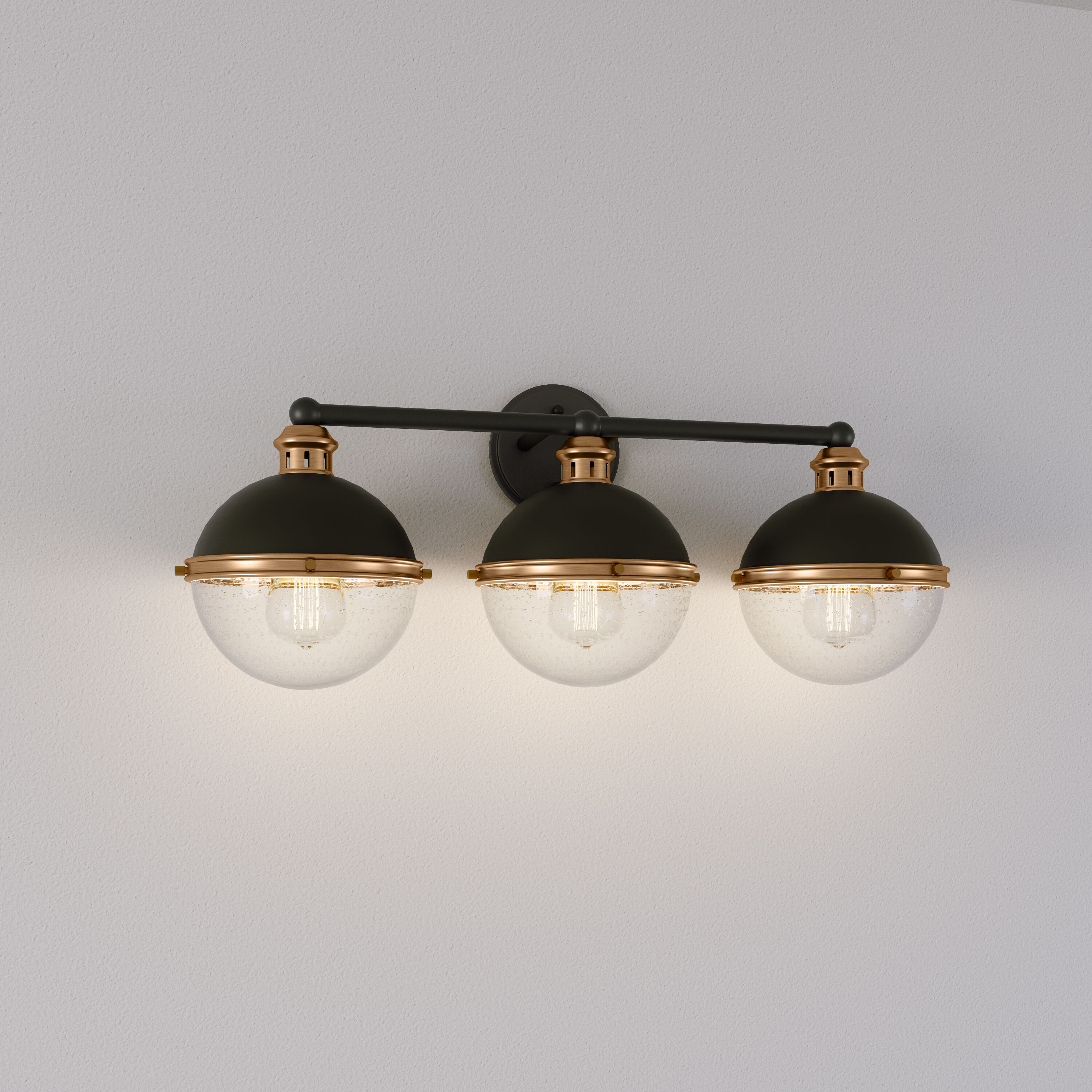 Ellmira 3 Light 24 inch Matte Black/Aged Brass Bathroom Vanity Light Wall Light